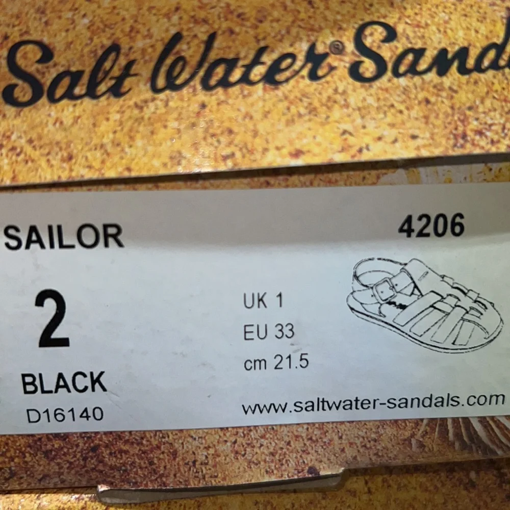 AUTH NIB Salt Water Sandal by Hoy Shoes Sun-San - Sailors BLACK